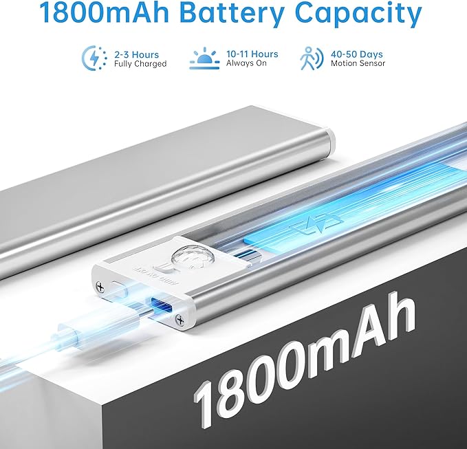 Under Cabinet Lighting,54 LED 1800mAh Rechargeable,Motion Sensor Light,3 Colors Dimmable,Magnetic Closet Lights,Indoor Night Lights for Kitchen Bedroom Stairs 5 Pack
