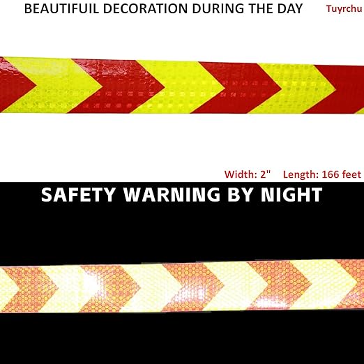 Industrial Reflective Tape 2 inch Wide for Cars, Outdoor Waterproof High Visibility Safety Warning Adhesive Strips (166 feet)