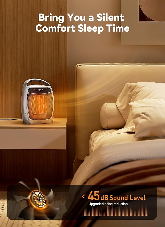 GiveBest Digital Space Heater, 1500W Portable Electric Heater for Indoor Use, Remote, 4 Mode, Timer, ECO Mode,PTC Ceramic Fast Safety Heat for Bedroom Office Home