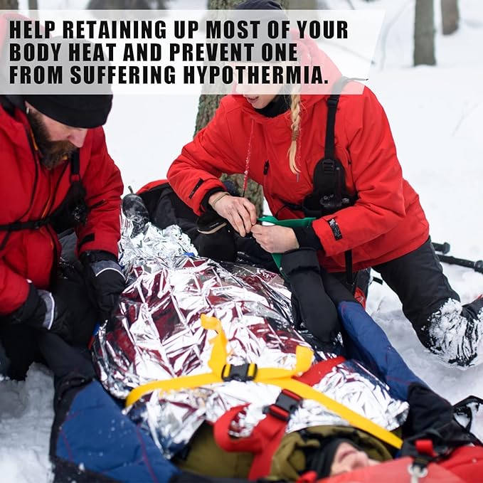 Macarrie 100 Pack 2 Size Emergency Thermal Blanket Survival - Emergency Blankets Silver Foil for Outdoors Camping Hiking First Aid Adult, 82 x 63, 82 x 51 (100 Pieces)