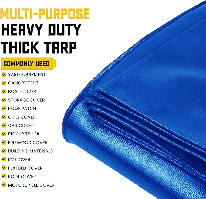 Core Tarps Classic 5 Mil Tarp Cover, Waterproof, UV Resistant, Rip and Tear Proof, Poly Tarpaulin with Reinforced Edges for Roof, Camping, Patio, Pool Cover, Boat (Blue 40′ X 80′)