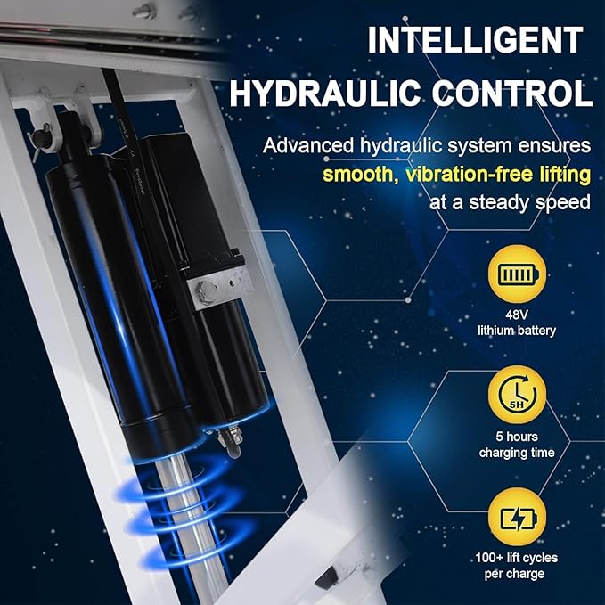 Electric Hydraulic Lift Trolley ，551 LBS Capacity Folding Material Elevator，No Fear of Rugged Road Conditions，Can be Easily Transported Goods to Trucks and Warehouse Racks（ US Warehouses）