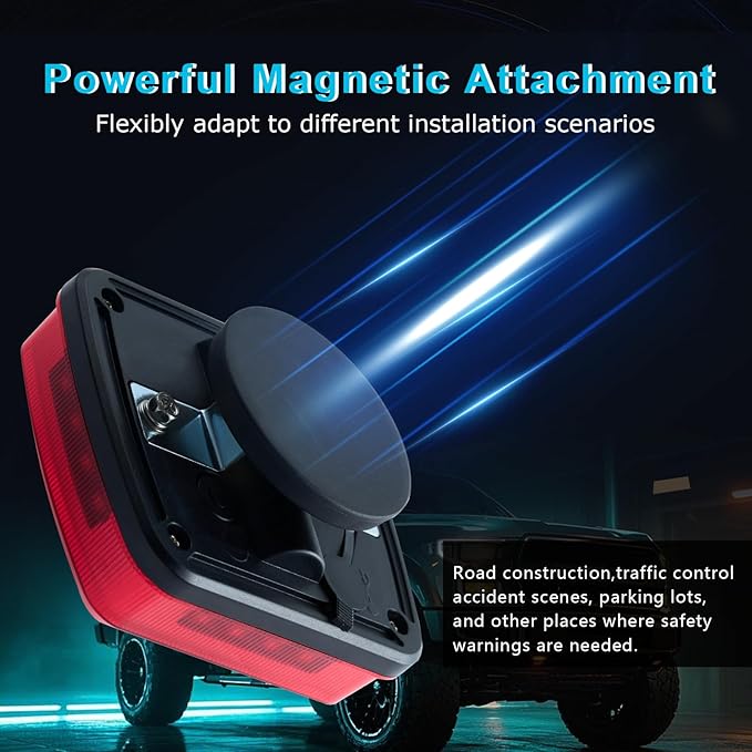 Wireless LED Road Flares for Emergency,Rechargeable Safety Flashing Lights for Vehicles,Portable Strobe Light Magnetic Emergency Strobe Light Kit for Truck(Red)
