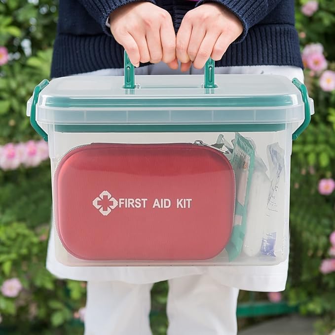 Clear Plastic Medicine First Aid Storage Box, Family Emergency Kit Storage Box, F
