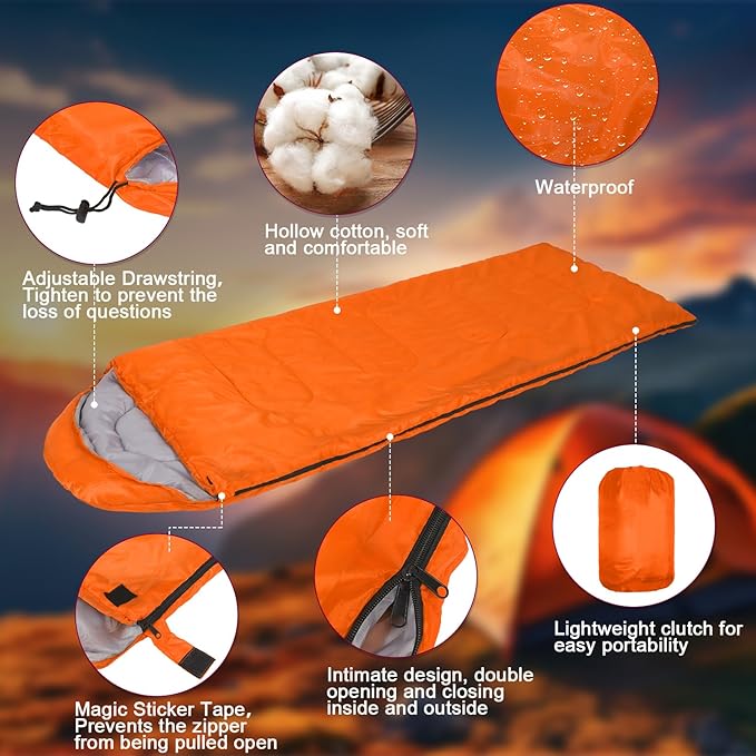 Macarrie 10 Pcs Bulk Sleeping Bags for Homeless Donation Shelter Adults 0 Degree Waterproof Sleeping Bags with Compression Sack for Cold Weather Emergency Hiking Camping Warm