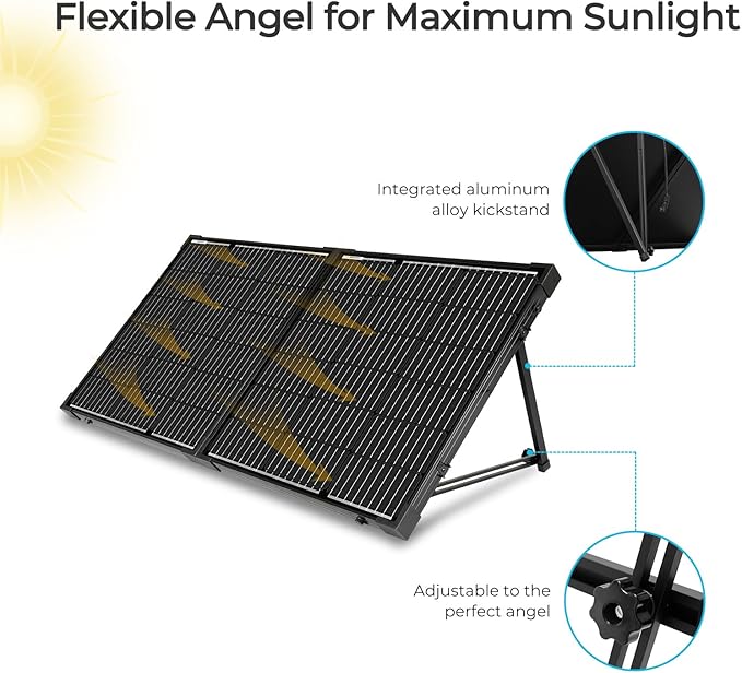 Renogy 100 Watt 12 Volt Portable Solar Panel with Waterproof 20A Charger Controller Foldable 100W Solar Suitcase with Adjustable Kickstand for Power Station, 100W Panel-20A Controller, Black