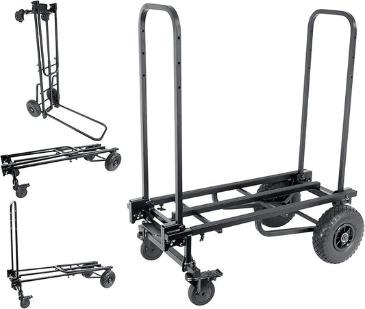 Rockville Rock Cart Pro 700 LB Capacity DJ Equipment Transport Roller Cart, Expandable Design, Smooth-Rolling Wheels, Folds Flat, for Mobile DJs and Event Professionals
