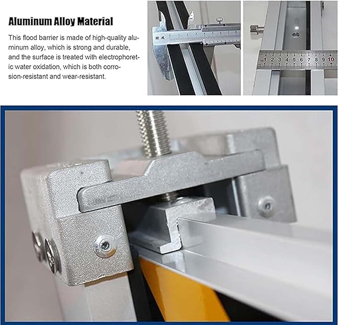 Flood Protection Barrier Water, Aluminum Water Barriers for Flooding, Reusable in Heavy Rain Defence Suitable, Detachable and Portable, for Garage Basement Driveway,001,140 * 60cm