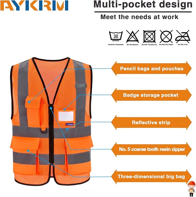 A-SAFETY Orange X Small High Visibility reflective vest