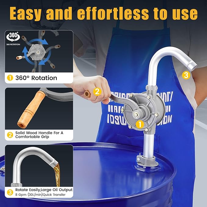 Aluminum 55 Gallon Drum Pump, Precision Engineered for Optimal Fluid Transfer, Hand Fuel Pumps for Diesel, Hydraulic Fluid
