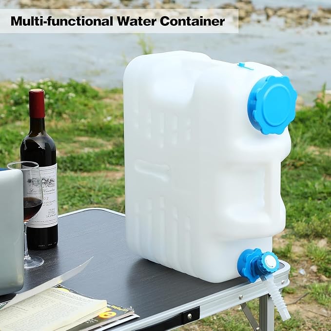 5 Gallon/18.5L Water Container with Spigot, Portable BPA Free Water Jug, Multifunction Water Tank for Camping Outdoor Hiking Picnic Supplies, Emergency Stroage, 4 Pack