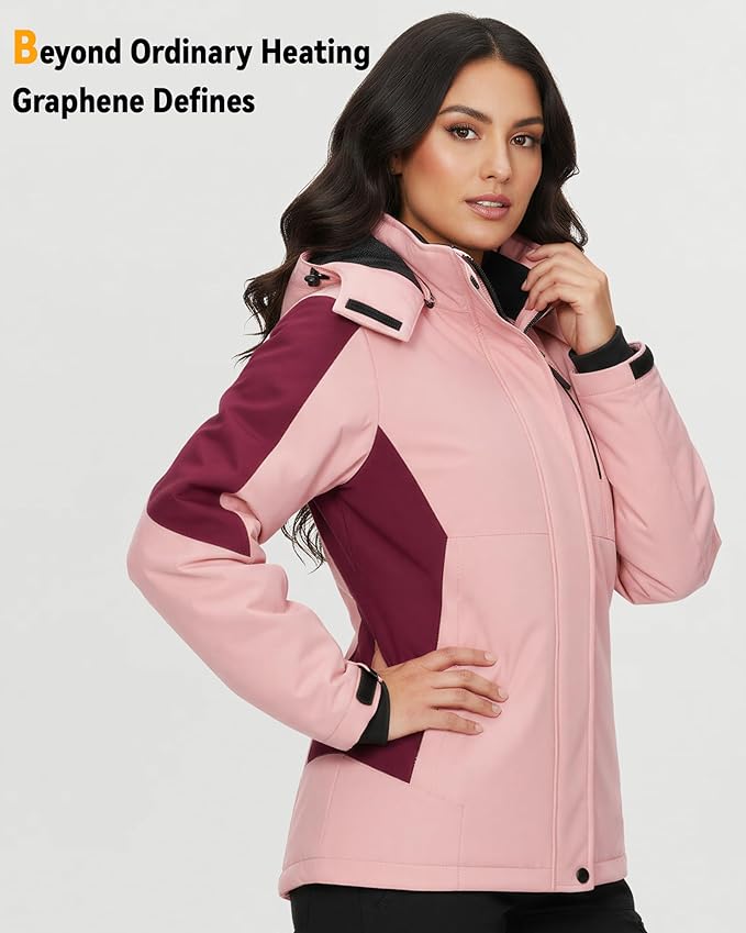 Wulcea Graphene Heated Jacket For Women 12V 18400mAh Fast Charge With Large Capacity