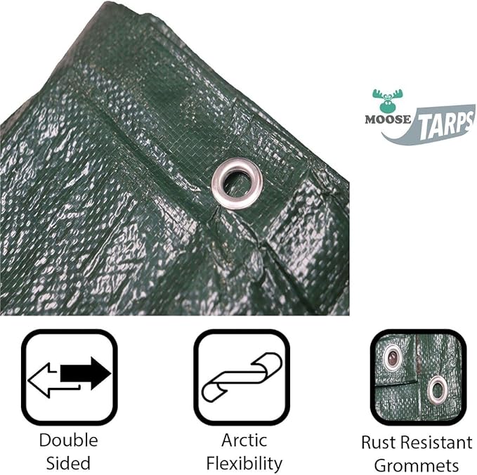 Reversible Heavy Duty Poly Tarp for Wood Piles, Firewood Piles, Construction & Ground Covering - Tear & Water Resistant - 6 x 26 Foot Indoor/Outdoor Tarp, Green and Brown