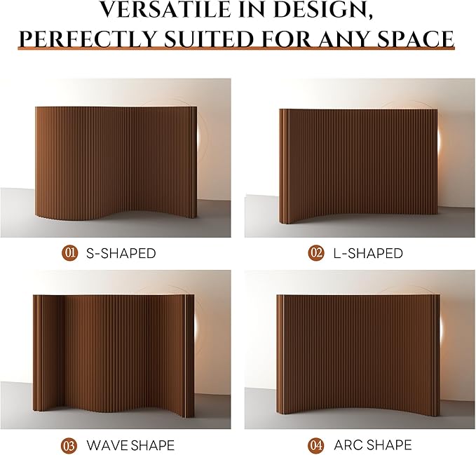 Foldable Room Divider Privacy Screens Movable Temporary Wall Space Partition, 5.25~9.19 FT Tall, 6.56~16.5 FT Width, Choice of Various Sizes and Styles(Brown)