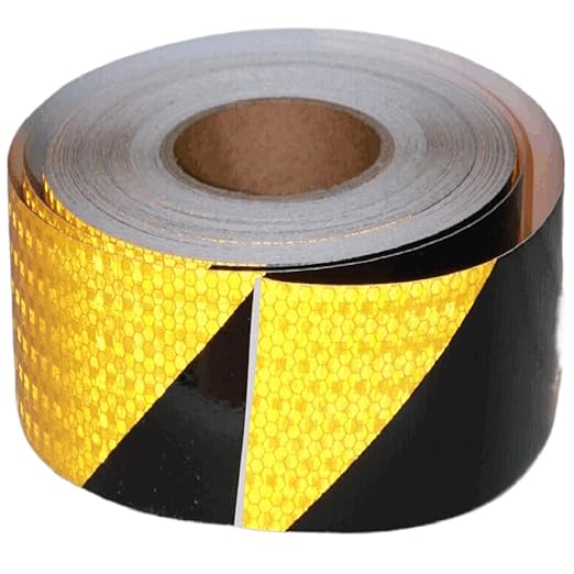 Reflective Tape Yellow Black 4 inch Wide for Truck, Outdoor Waterproof High Visibility Safety Warning Adhesive Strips (166 feet)
