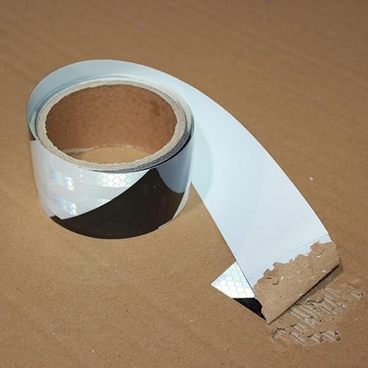 Black White Reflective Tape 2 inch Wide for Cars, Outdoor Waterproof High Visibility Safety Warning Adhesive Strips (10 feet)
