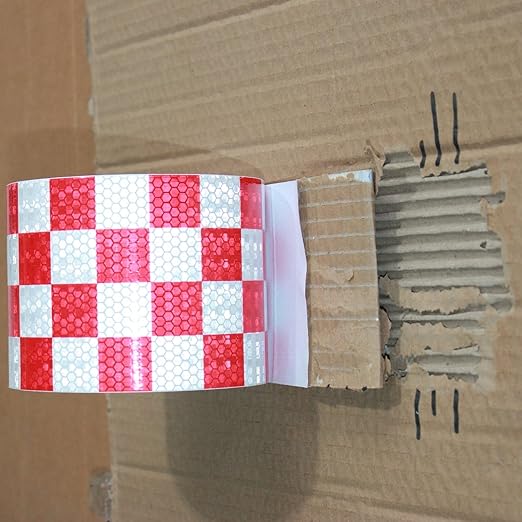 Reflective Tape Red White 4 inch Wide for Truck, Outdoor Waterproof High Visibility Safety Warning Adhesive Strips (66 feet)