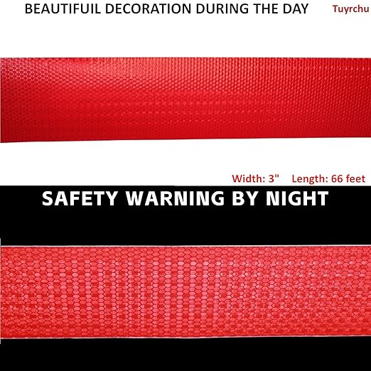 Red Reflective Tape Outdoor Waterproof 3 inch Wide for Cars, High Visibility Safety Warning Adhesive Stickers Strips (66 feet)