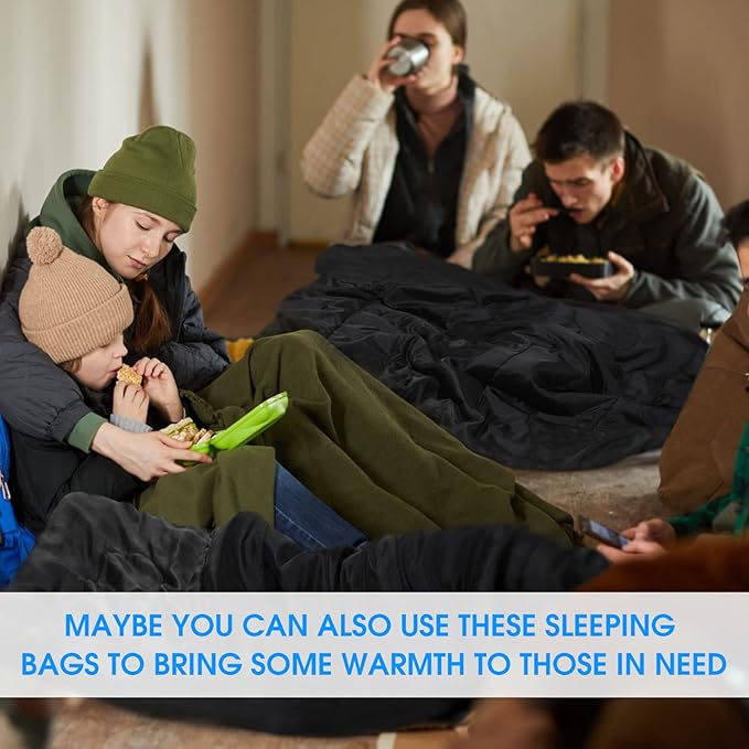 Macarrie 6 Pack Bulk Sleeping Bags for Homeless Donation, 0 Degree Waterproof Sleeping Bags with Compression Sack for Adults Winter Cold Weather Care Camping Hiking Emergency