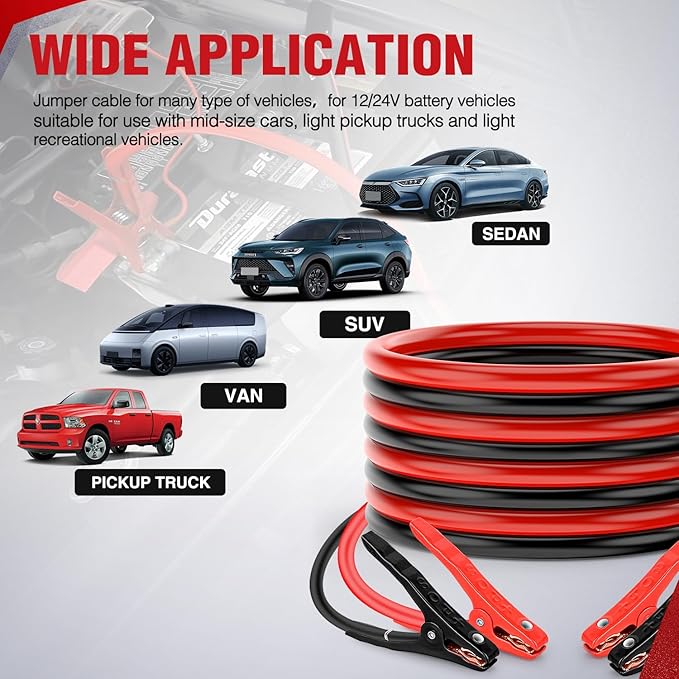 Nilight Jumper Cables for Car Battery 6 Gauge 16 FT Booster Cable Heavy Duty 450 A CCA with Carrying Bag Jump Start Emergency Kit Pickup Vans SUV Sedan Motorcycle
