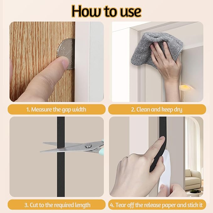 1/2 in Wide x 1/8 in Thick x 33FT Window Sealing Tape,Weather Stripping Door Seal,Foam Insulation Tape,Single-Sided Self-Adhesive Foam Strips,Black