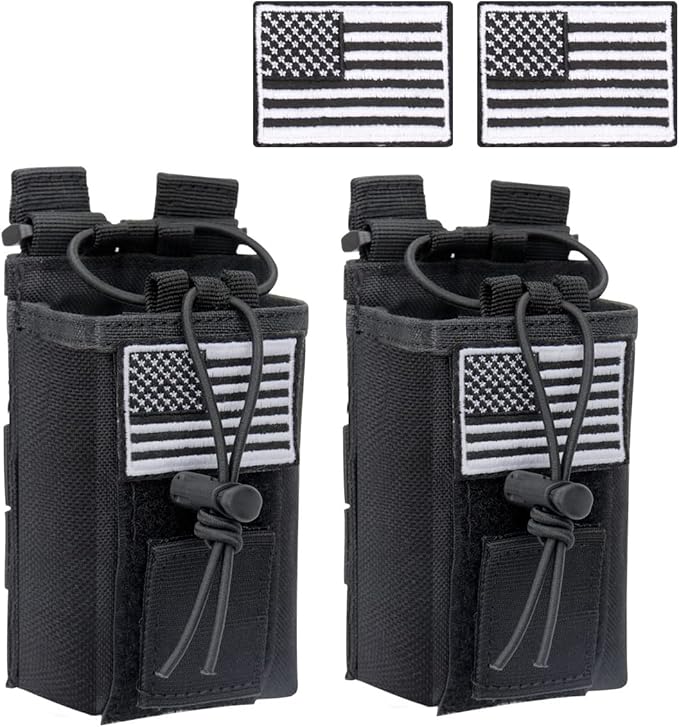 Tactical Radio Holster Case Molle Radio Pouch Military Heavy Case Accessories Radio Holder Duty Belt Holster Bag for Baofeng UV-5R BF-F8HP PRO UV-32 Two Way Radio Walkie Talkies Adjustable Storage