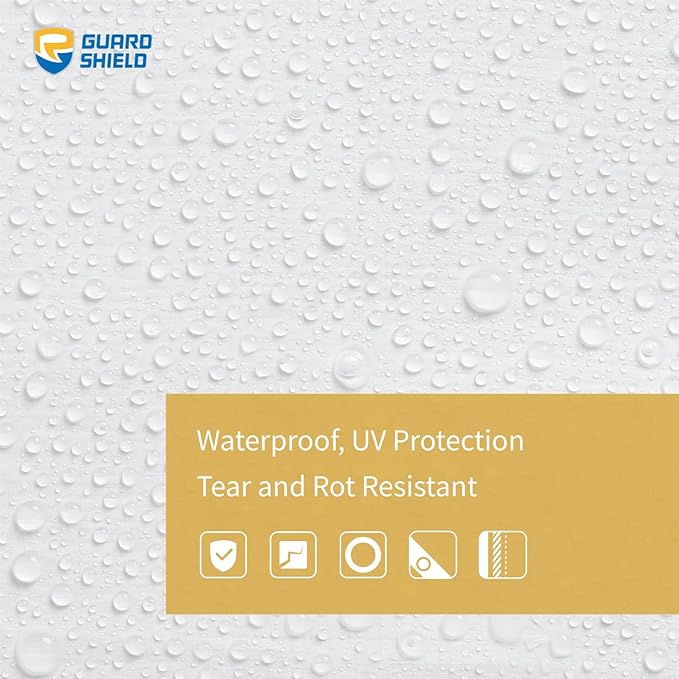 GUARD SHIELD Super Heavy Duty White Ploy Tarp Cover 20x30 Feet Waterproof Tarps 16mil Thick UV and Tear Resistant Tarpualin