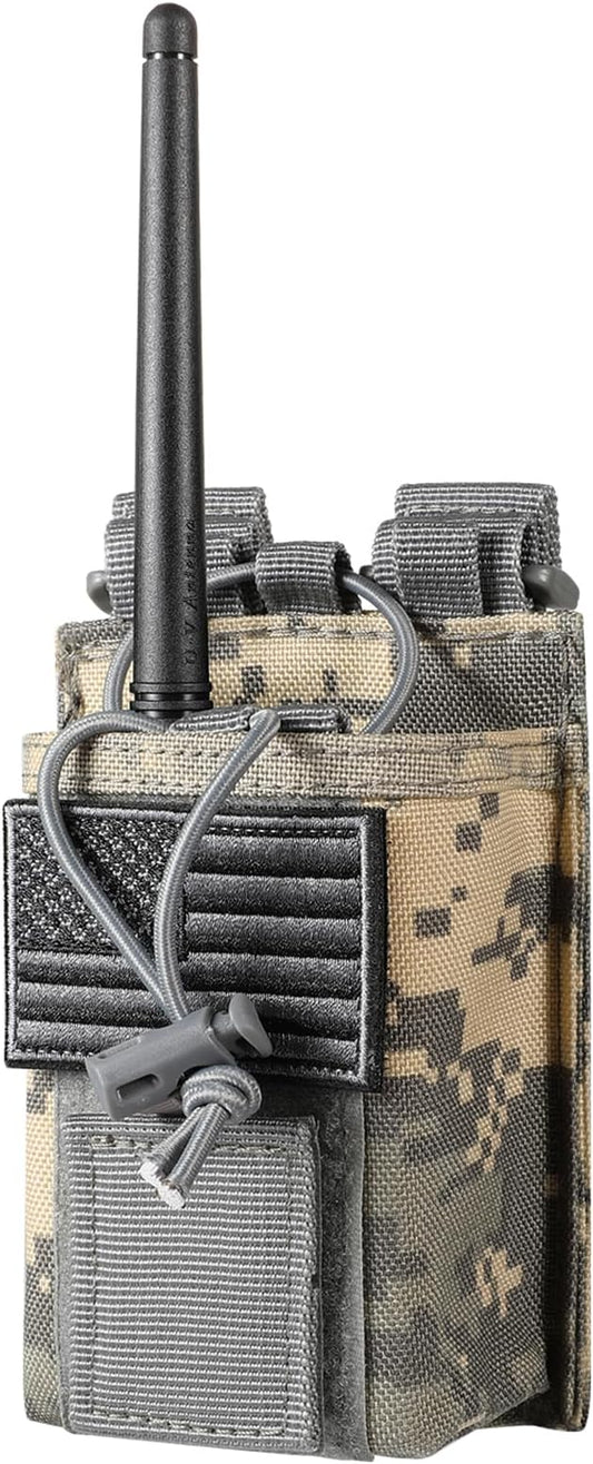 Tactical Radio Holder Radio Holster Molle Radio Pouch Universal Radio Case Military Heavy Duty Radio Bag for Police Firefighter Two Ways Walkie Talkies Vest (ACU)
