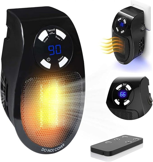 Smart Thermostat Space Heater,450W Portable Electric Small Heaters With Timer/Overheat Protection,Safe heater,Energy-saving heater with LED Display,Heaters for Office Bathroom RV Indoor Use (Black)