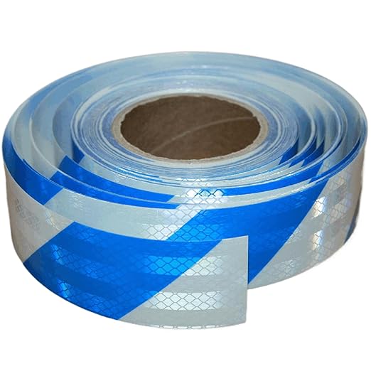 Reflective Tape Blue and White 2 inch Wide for Cars, Outdoor Waterproof High Visibility Safety Warning Adhesive Strips (166 feet)