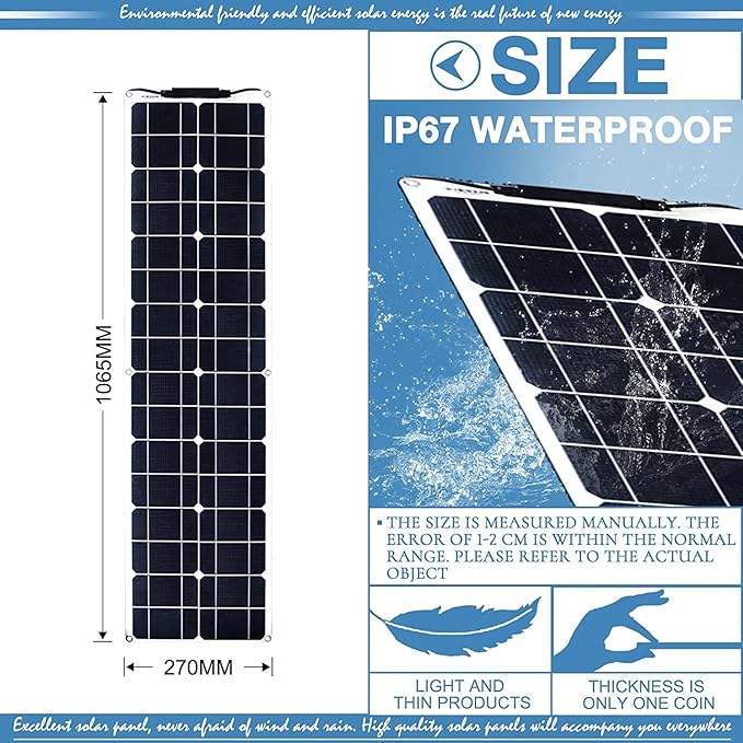 400 Watt Flexible Solar Panel for RV, 2 × 200 Watt 12 Volt Solar Power Panel Kit Photovoltaic Module Monocrystalline Solar Panels for Camping Off Grid Car Battery Charging Boat