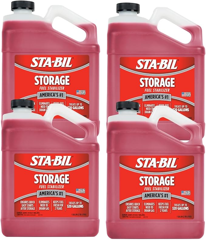 STA-BIL Storage Fuel Stabilizer | Keeps Fuel Fresh for 24 Months, Prevents Corrosion, Gasoline Treatment Additive that Protects System, Gas Stabilizer for Storage, 1 Gallon (4 Pack)
