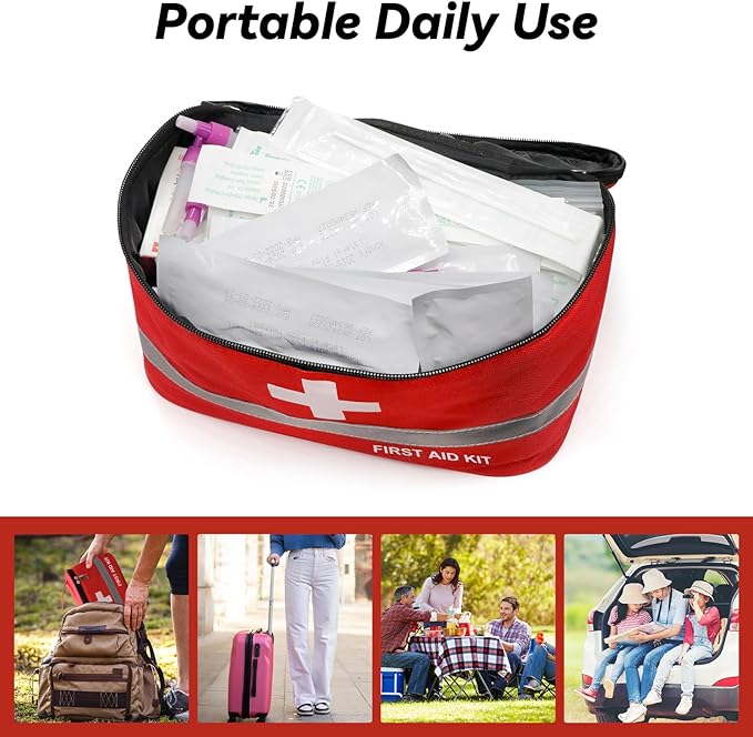 Faylapa Empty First Aid Bag for Home Outdoor Travel Car Camping Hiking, 10.2x5.5x5.5 inches Storage Bag Bag Portable Pouch