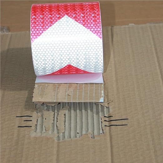 Reflective Tape Red and White 4 inch X 166 feet, Outdoor Waterproof Hazard Conspicuity Safety Industrial Marking Tape