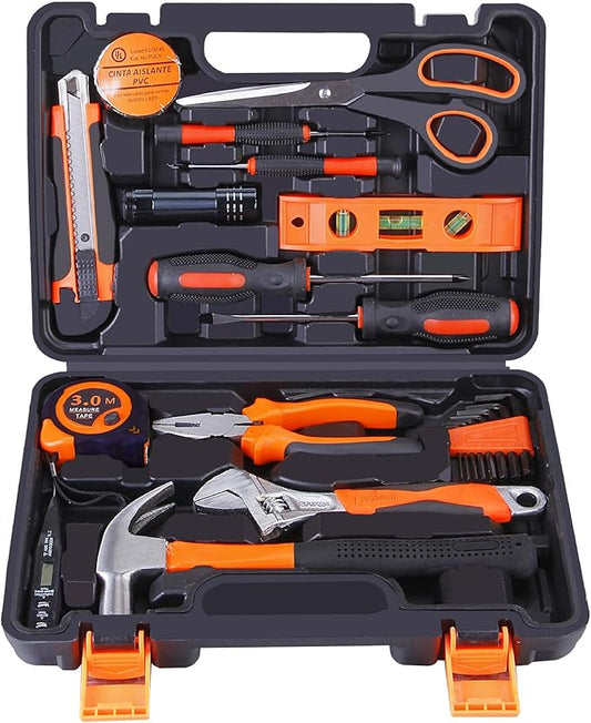 22-Piece Household Tool Box Set Mini Tool Set Basic Tool Kit for Home Suitable for Home Garage Office University Dormitory