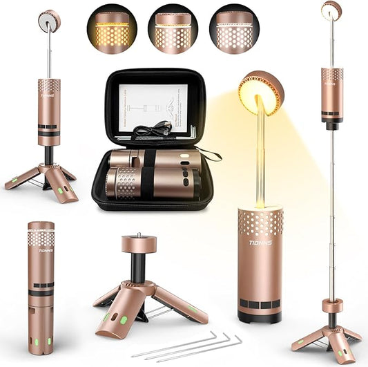 Camping Lights Rechargeable, Detachable Camping Lantern with Stand, Telescopic Waterproof Camp Lamp, Magnetic Work Hanging Light, LED Tent Flashlights for Emergency (Rose Gold Pro)