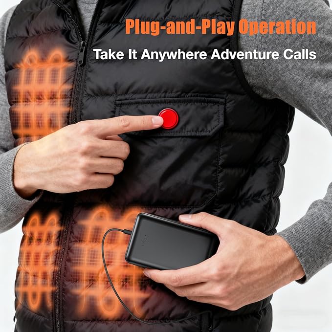 20000mah 7.4V Battery Pack for Heated Vests Jackets Suit for ORORO,Venustas, 5V2A Rechargeable Power Bank for Heated Vests Jackets Hoodies Pants Coat for Men Women Heating Vest