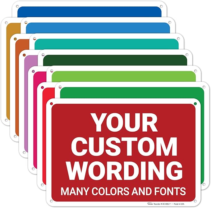 Custom Personalized Signs For Home, Office, Business, Delivery, Decor, Indoor/Outdoor Use Yellow Sign, 10x7 Aluminum Inches, Rust Free .040 Aluminum, Fade Resistant, Made in USA