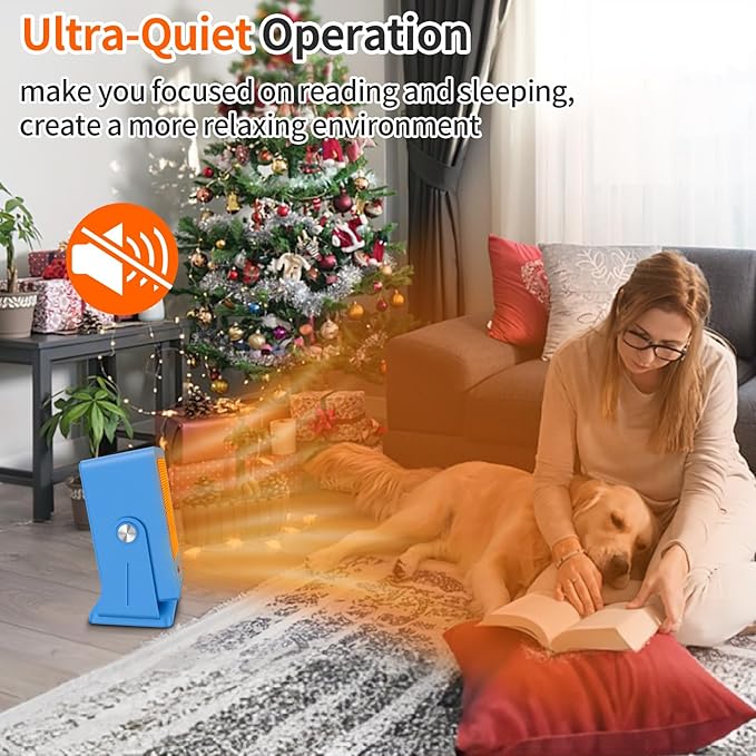 Portable Space Heaters for Indoor Use,Desktop Heater with 900W PTC 2s Fast Heating, 30° Adjustable Angle Design Small Electric Heater Lightweight for Personal, Office,Room,Blue