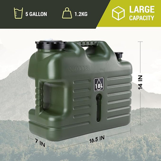5 Gallon Camping Water Jug with Spout, Portable BPA Free Water Container with Spigot for Outdoor Hiking