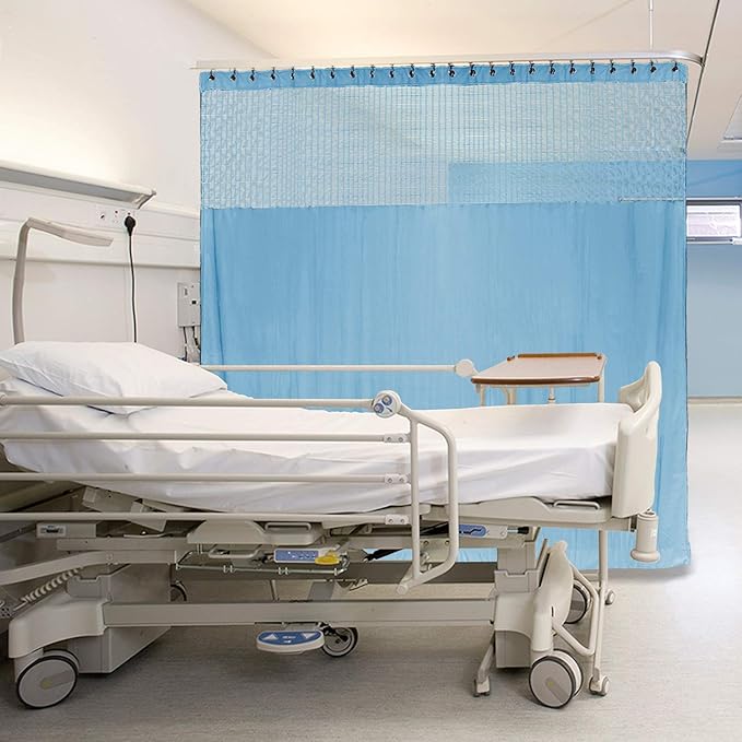 Macochico Extra Wide Medical Curtains Screen Nickel Grommet Blue Hospital Medical Clinic Spa Lab Cubicle Curtain Divider Privacy Screen, 15ft Wide x 8ft Tall (1 Panel)