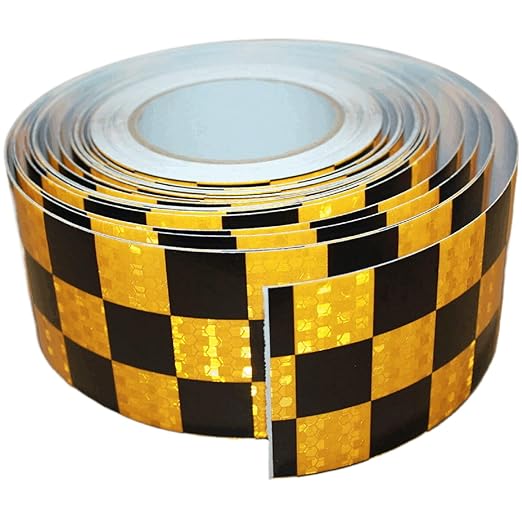Reflective Tape Yellow Black 3 inch X 166 feet, Outdoor Waterproof Hazard Conspicuity Warning Industrial Marking Tape