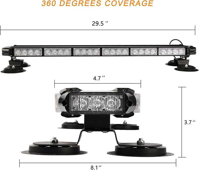 ASPL 29.5" 54 LED Strobe Light Bar Double Side Flashing High Intensity Emergency Warning Flash Strobe Light with Magnetic Base for Safety Construction Vehicles Tow Trucks Pickup (Red/White)