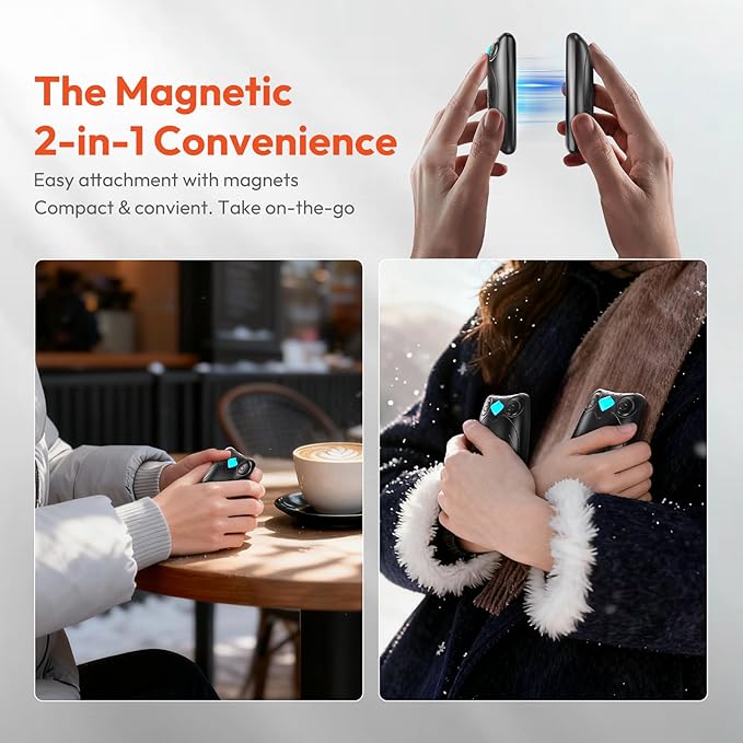 Hand Warmers Rechargeable 2 Packs, 14000mAh AI Electric Hand Warmer with Charging Case, Up to 60Hrs of Heat, Magnetic & Portable Heater Gifts for Women,Men,Christmas,Hunting,Raynaud's