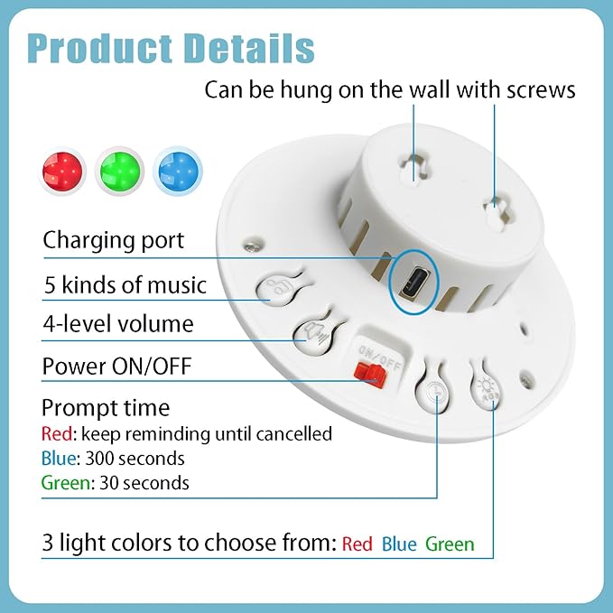 Remote Emergency Strobe Siren Alarm System Waterproof Panic Button for House Wireless Disabled Person Toilet Alarm Sound&Light SOS Warning System for Home Business Hotel School