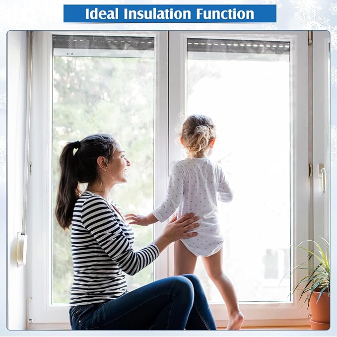 Frienda Window Insulation Kit for Winter Each Roll 62 x 210 Indoor Window Plastic Insulation Kit with Double Sided Tape Clear Shrink Covering Film(6 Roll)