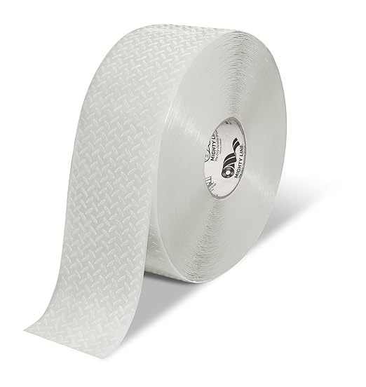 Mighty Line 4" Anti-Slip Solid Color Floor Marking Tape for Safety, Caution, Warning, Flooring, Heavy-Duty, Peel and Stick, Adhesive, Industrial Quality, 100' Roll, White