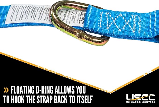 US Cargo Control J Hook Ratchet Straps 1" x 20' (4-Pack), 1 Inch Ratchet Straps with Double J-Hooks & D-Rings, 1,320 LBS Break Strength, Versatile Cargo Tie Downs for Pickup Trucks, Trailers, & More