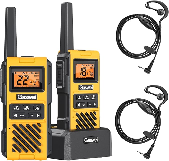 G1pro+ IP67 Waterproof Walkie Talkies Long Range for Adults, Heavy Duty Two Way Radio with FM Radio,VOX,SOS & NOAA Weather Alerts,USB-C Rechargeable，with Headset（2pack）