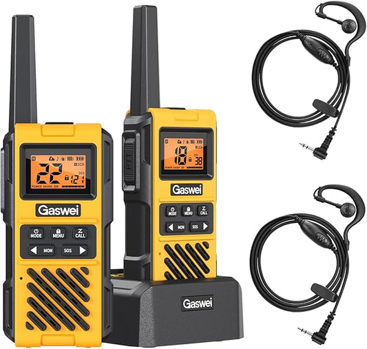 G1pro+ IP67 Waterproof Walkie Talkies Long Range for Adults, Heavy Duty Two Way Radio with FM Radio,VOX,SOS & NOAA Weather Alerts,USB-C Rechargeable，with Headset（2pack）